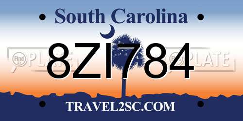 8ZI784 South Carolina License Plate