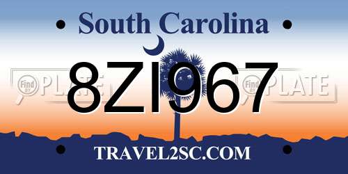 8ZI967 South Carolina License Plate