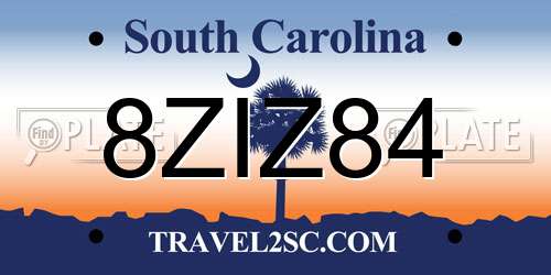 8ZIZ84 South Carolina License Plate