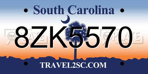 8ZK5570 South Carolina License Plate