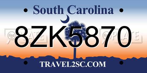 8ZK5870 South Carolina License Plate