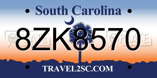 8ZK8570 South Carolina License Plate