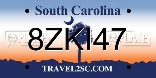 8ZKI47 South Carolina License Plate