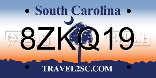 8ZKQ19 South Carolina License Plate