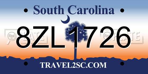 8ZL1726 South Carolina License Plate