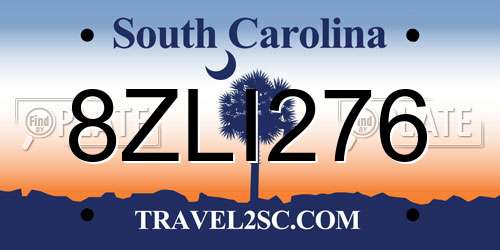 8ZLI276 South Carolina License Plate