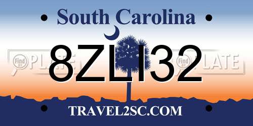 8ZLI32 South Carolina License Plate