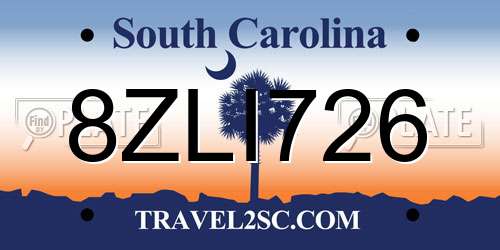 8ZLI726 South Carolina License Plate