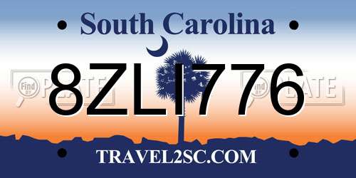 8ZLI776 South Carolina License Plate