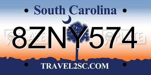 8ZNY574 South Carolina License Plate