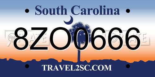 8ZO0666 South Carolina License Plate