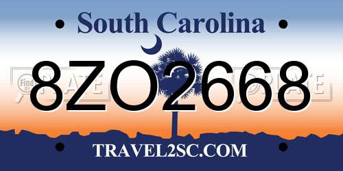 8ZO2668 South Carolina License Plate
