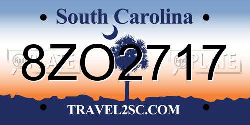 8ZO2717 South Carolina License Plate