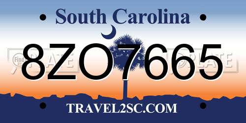 8ZO7665 South Carolina License Plate