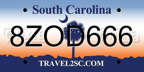 8ZOD666 South Carolina License Plate