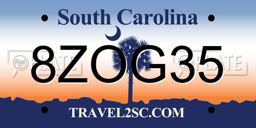 8ZOG35 South Carolina License Plate
