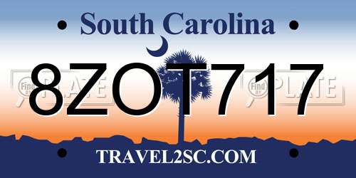 8ZOT717 South Carolina License Plate