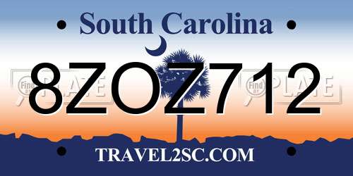 8ZOZ712 South Carolina License Plate