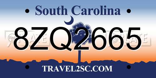 8ZQ2665 South Carolina License Plate