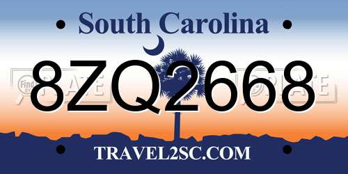 8ZQ2668 South Carolina License Plate