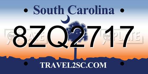8ZQ2717 South Carolina License Plate
