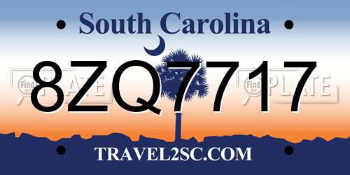 8ZQ7717 South Carolina License Plate