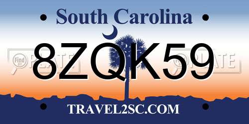 8ZQK59 South Carolina License Plate