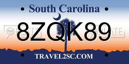 8ZQK89 South Carolina License Plate