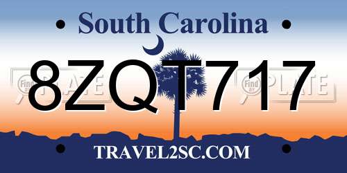 8ZQT717 South Carolina License Plate