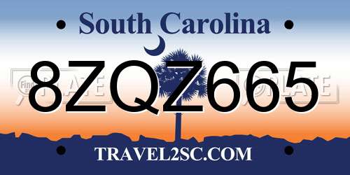 8ZQZ665 South Carolina License Plate