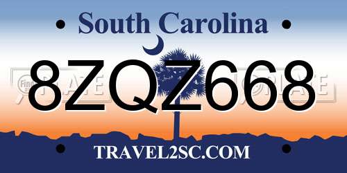 8ZQZ668 South Carolina License Plate