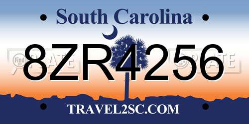 8ZR4256 South Carolina License Plate