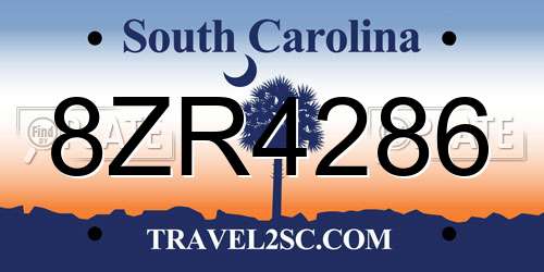 8ZR4286 South Carolina License Plate