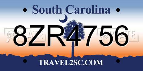 8ZR4756 South Carolina License Plate