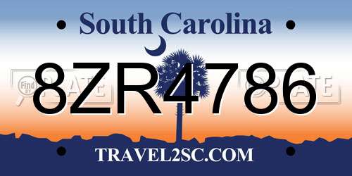 8ZR4786 South Carolina License Plate