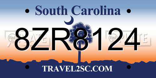 8ZR8124 South Carolina License Plate
