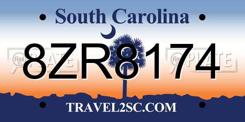 8ZR8174 South Carolina License Plate