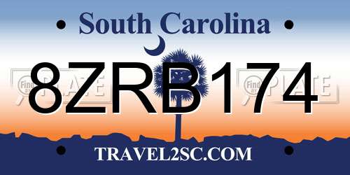 8ZRB174 South Carolina License Plate