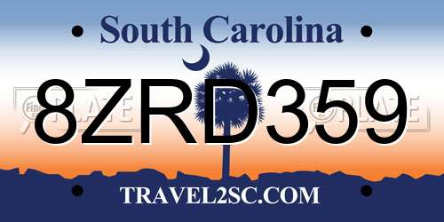 8ZRD359 South Carolina License Plate