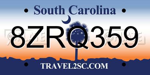 8ZRQ359 South Carolina License Plate