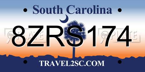 8ZRS174 South Carolina License Plate