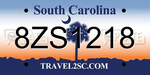 8ZS1218 South Carolina License Plate