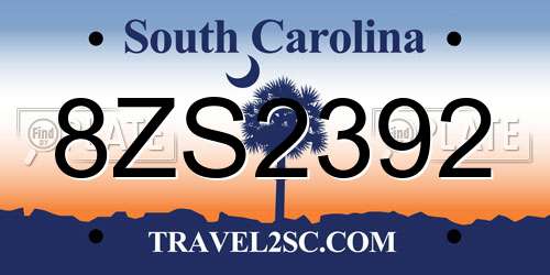 8ZS2392 South Carolina License Plate