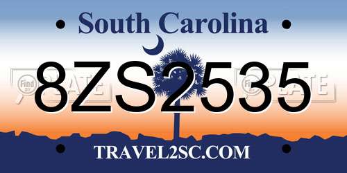 8ZS2535 South Carolina License Plate