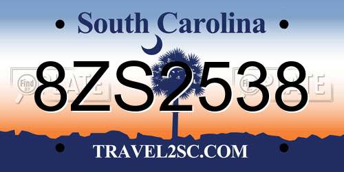 8ZS2538 South Carolina License Plate