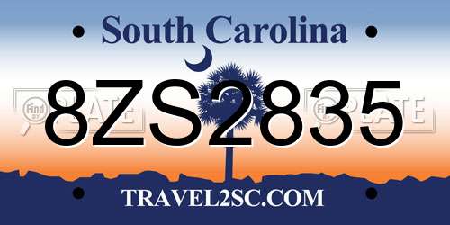 8ZS2835 South Carolina License Plate
