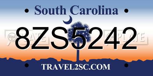 8ZS5242 South Carolina License Plate