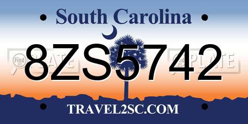 8ZS5742 South Carolina License Plate