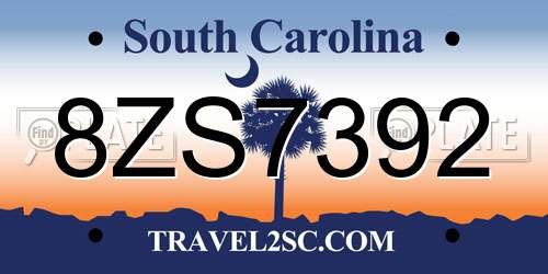 8ZS7392 South Carolina License Plate