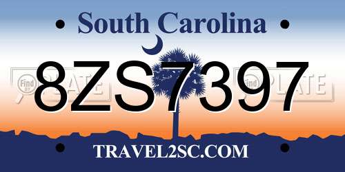 8ZS7397 South Carolina License Plate